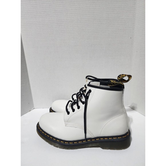 New Dr. Martens 101 YS Mid White Leather Yellow Stitch 6 Eyelets Size 9 M /W 10 main image 8